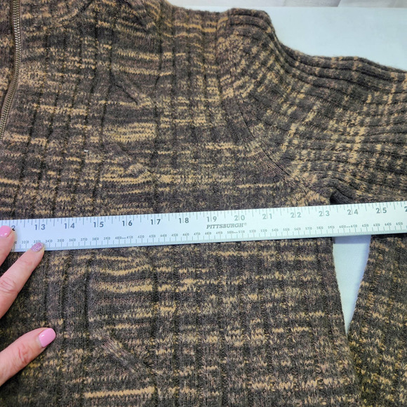 Vintage Express Size XL Mens Wool Blend Textured Collared Zip Up Sweater Brown - Picture 9 of 10